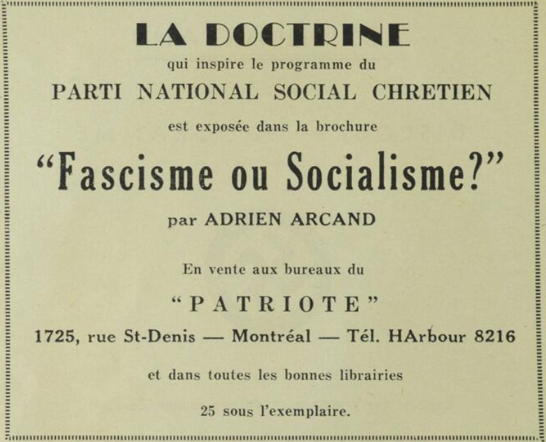 Annonce - Fascisme ou Socialisme ?