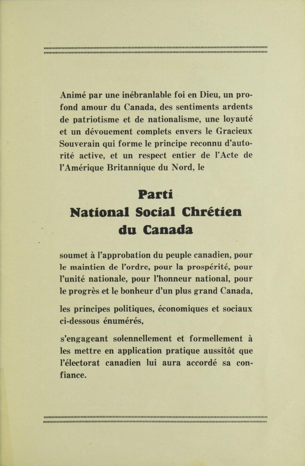 Parti national social Chrétien du Canada